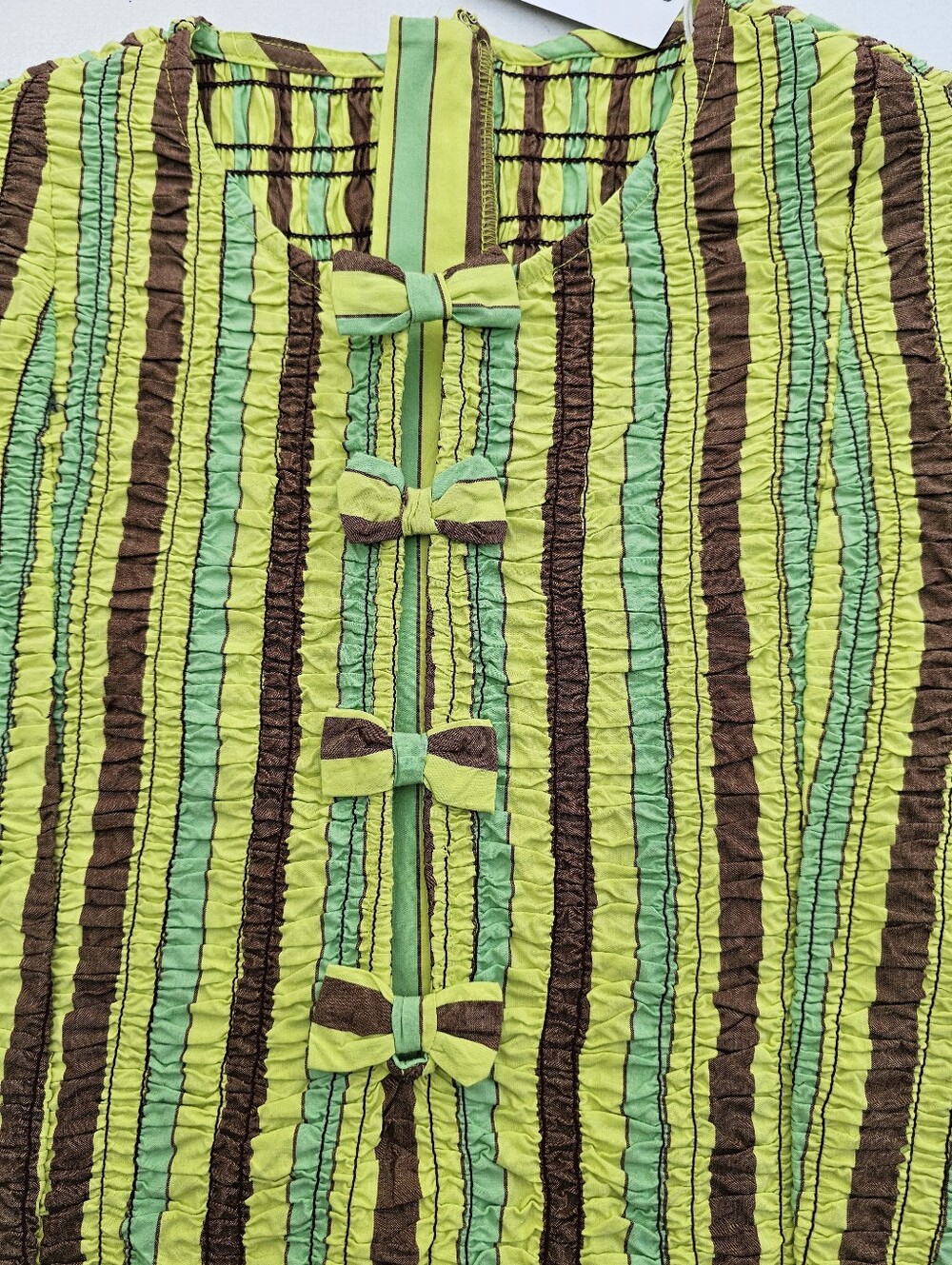 Damson Madder Saffy Smocked Stripe Cotton Mini Dress - Picture 6 of 8